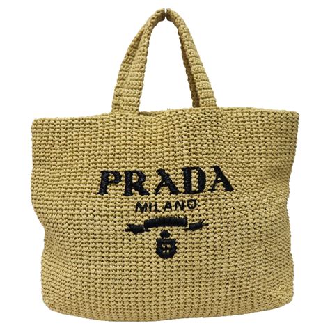 used prada raffia tote|prada raffia tote natural.